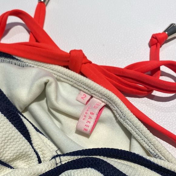 Ted Baker London Cirana Striped Textured Bandeau one piece bathing suit. - Picture 4 of 4